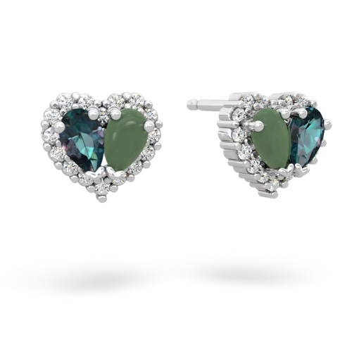 alexandrite-jade halo-heart earrings