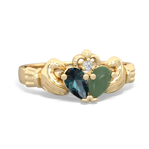 alexandrite-jade claddagh ring