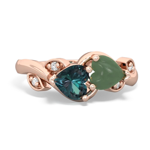 alexandrite-jade floral keepsake ring