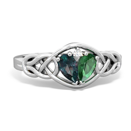 alexandrite-lab emerald celtic knot ring