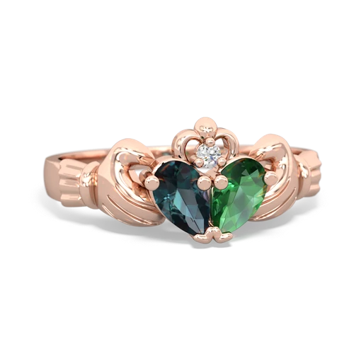 alexandrite-lab emerald claddagh ring