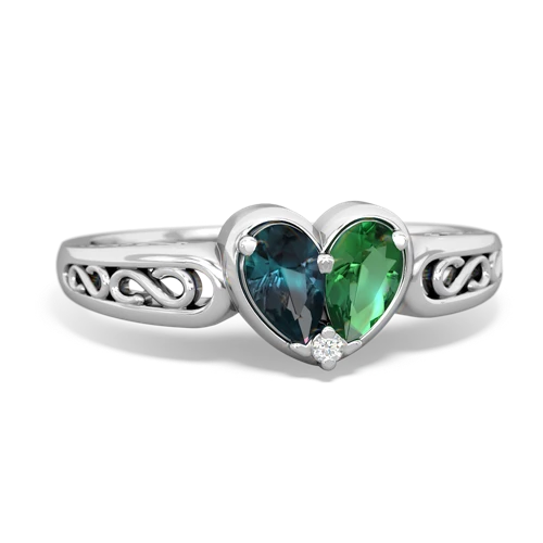 alexandrite-lab emerald filligree ring