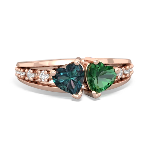 alexandrite-lab emerald modern ring