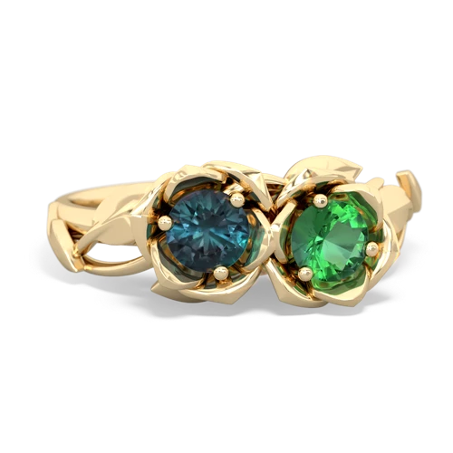 alexandrite-lab emerald roses ring