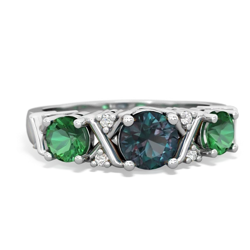 alexandrite-lab emerald timeless ring