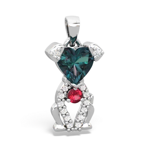 alexandrite-lab ruby birthstone puppy pendant