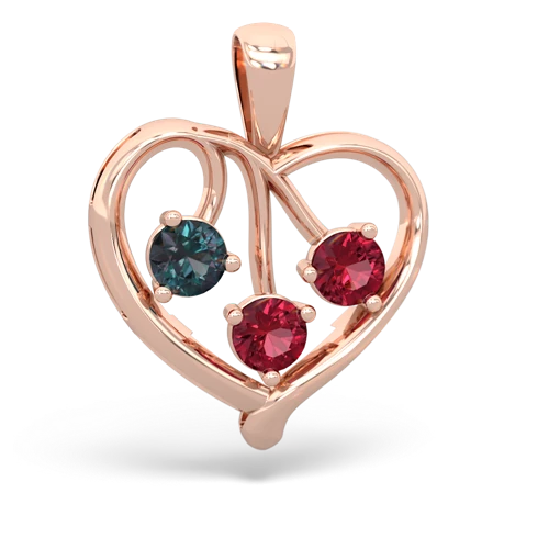 alexandrite-lab ruby love heart pendant