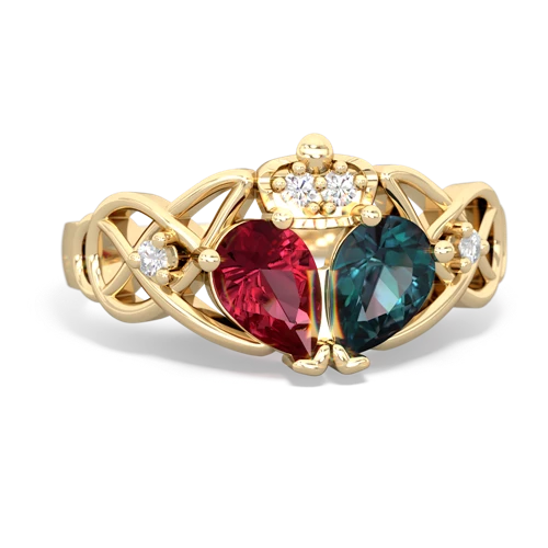 alexandrite-lab ruby claddagh ring