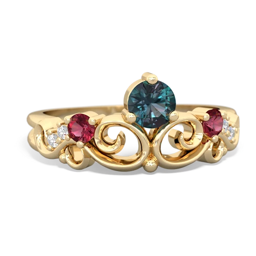 alexandrite-lab ruby crown keepsake ring