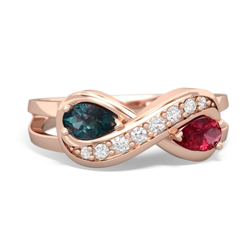 alexandrite-lab ruby diamond infinity ring