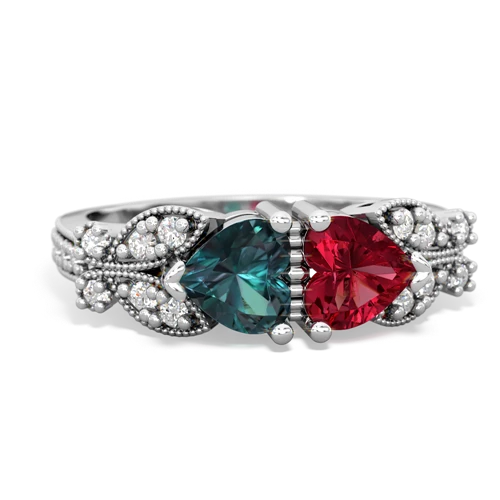 alexandrite-lab ruby keepsake butterfly ring