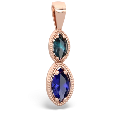 alexandrite-lab sapphire antique milgrain pendant