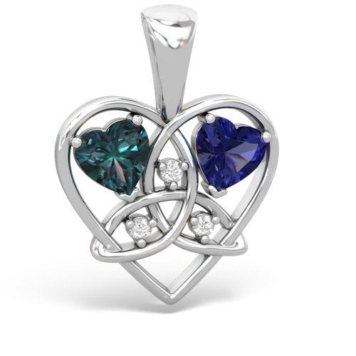 alexandrite-lab sapphire celtic heart pendant