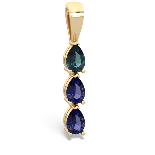 alexandrite-lab sapphire three stone pendant