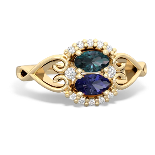 alexandrite-lab sapphire antique keepsake ring