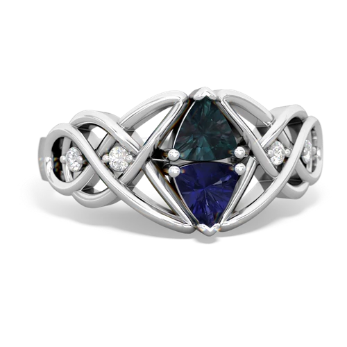 alexandrite-lab sapphire celtic knot ring