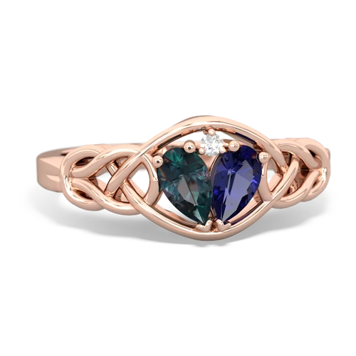 alexandrite-lab sapphire celtic knot ring