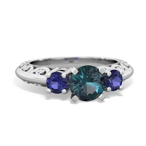 alexandrite-lab sapphire engagement ring