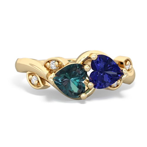 alexandrite-lab sapphire floral keepsake ring