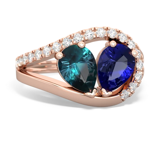 alexandrite-lab sapphire pave heart ring