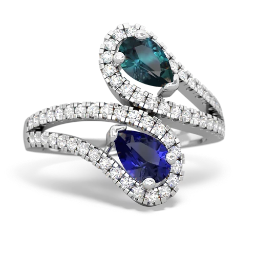 alexandrite-lab sapphire pave swirls ring