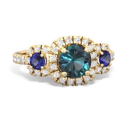 alexandrite-lab sapphire three stone regal ring