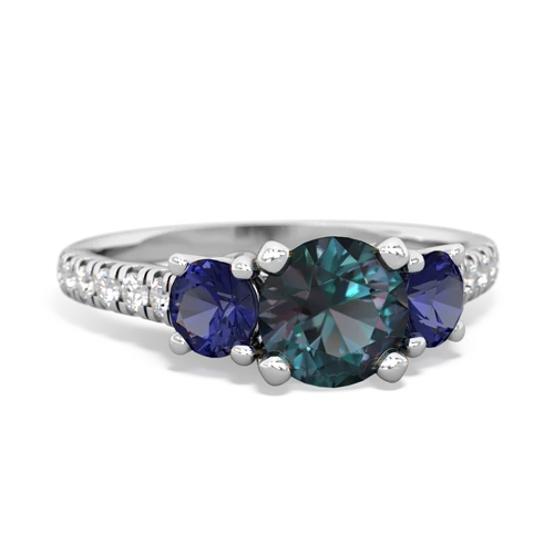 alexandrite-lab sapphire trellis pave ring