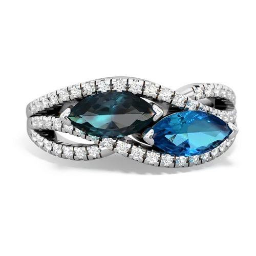 alexandrite-london topaz double heart ring