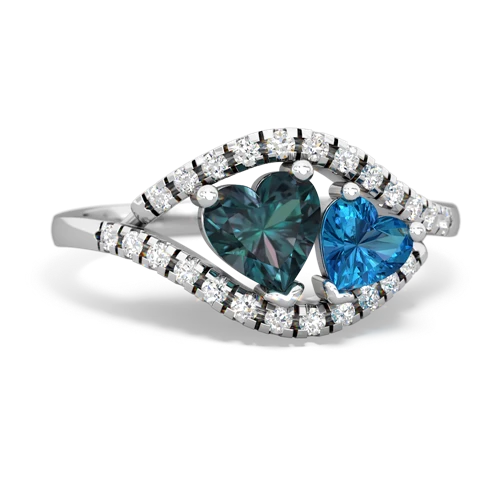 alexandrite-london topaz mother child ring