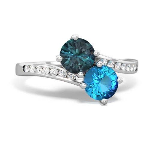 alexandrite-london topaz two stone channel ring