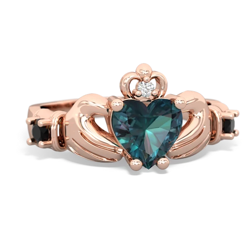 alexandrite-onyx claddagh ring