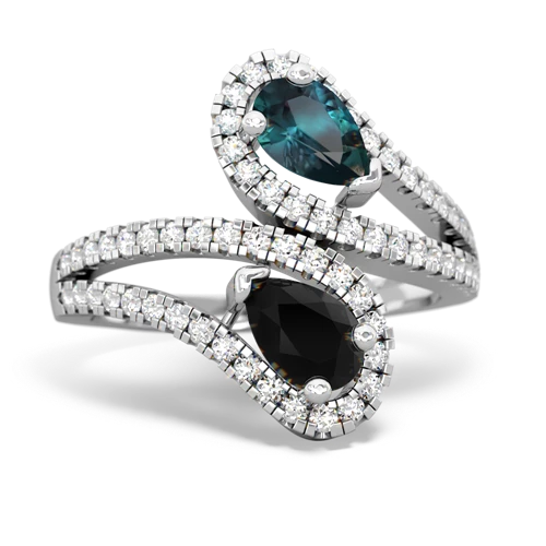 alexandrite-onyx pave swirls ring