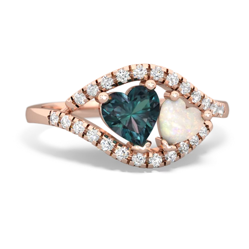 alexandrite-opal mother child ring