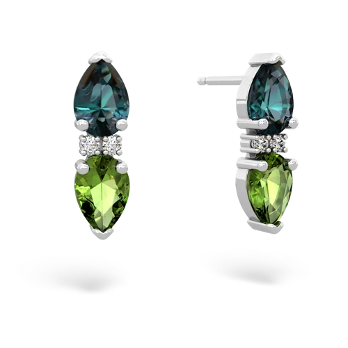 alexandrite-peridot bowtie earrings