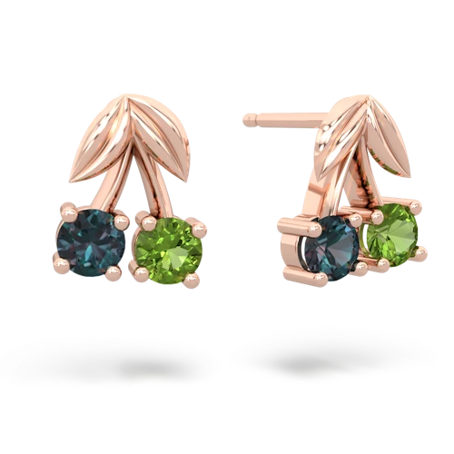 alexandrite-peridot cherries earrings