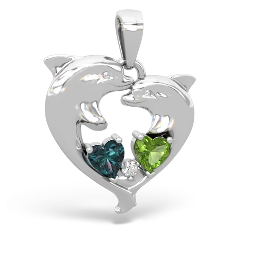 alexandrite-peridot dolphins pendant