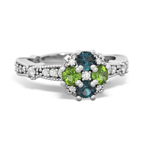 alexandrite-peridot art deco engagement ring