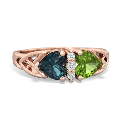 alexandrite-peridot celtic ring