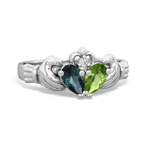 alexandrite-peridot claddagh ring