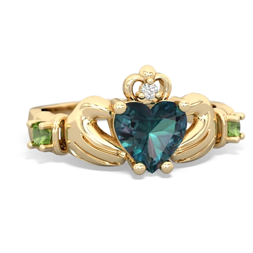 alexandrite-peridot claddagh ring