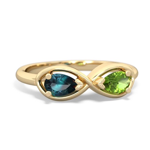 alexandrite-peridot infinity ring