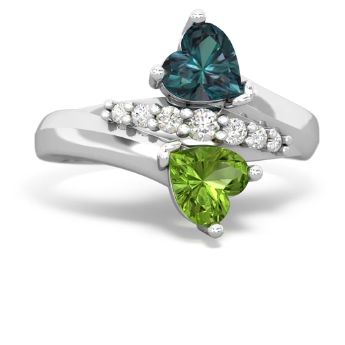 alexandrite-peridot modern ring