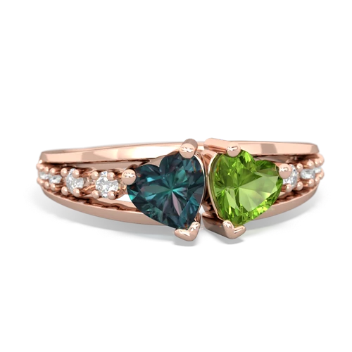 alexandrite-peridot modern ring