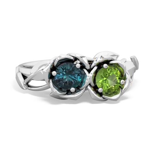 alexandrite-peridot roses ring