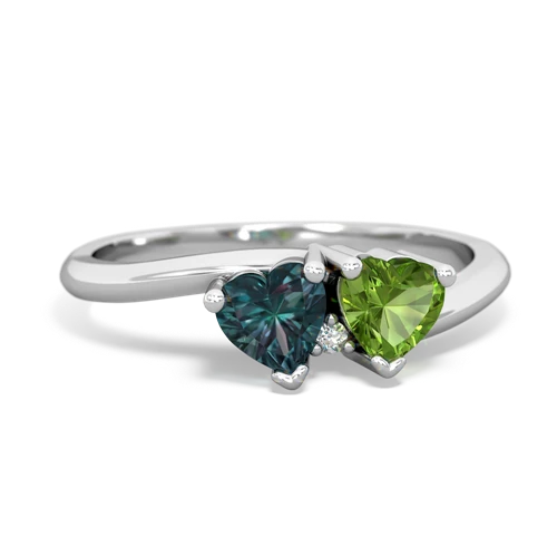 alexandrite-peridot sweethearts promise ring