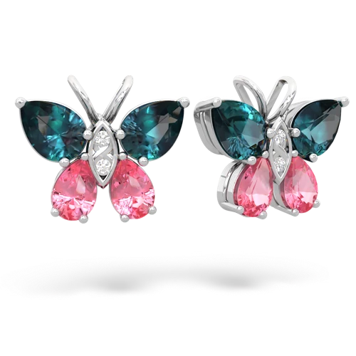 alexandrite-pink sapphire butterfly earrings