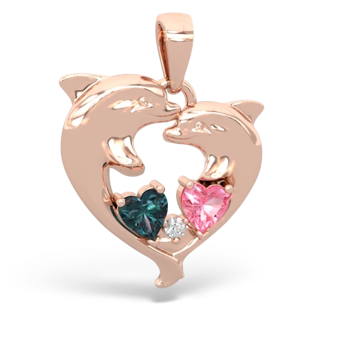 alexandrite-pink sapphire dolphins pendant