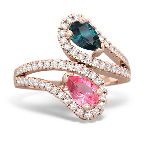 alexandrite-pink sapphire pave swirls ring