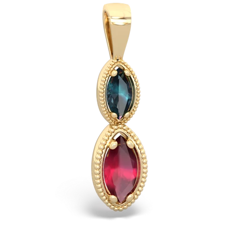 alexandrite-ruby antique milgrain pendant