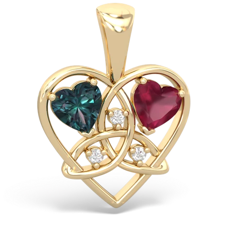 alexandrite-ruby celtic heart pendant